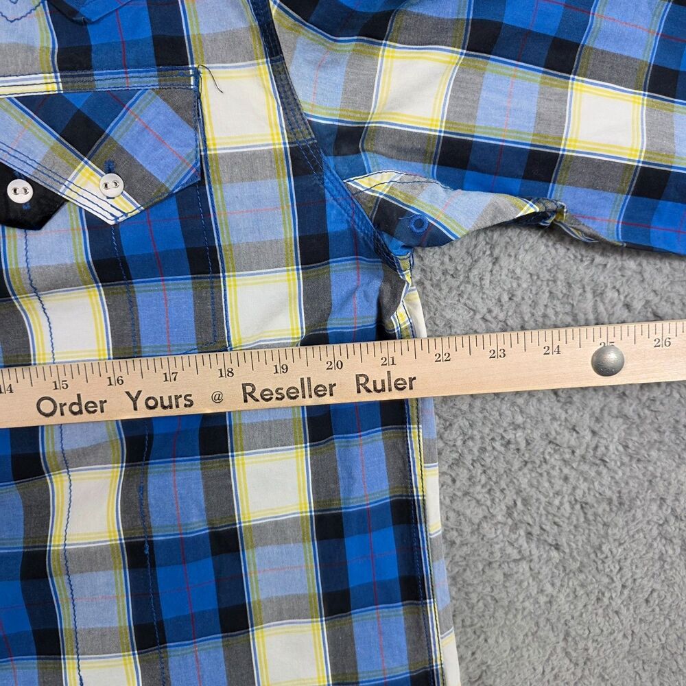 Akademiks Shirt Men's Plaid Blue White Button Up Long Sleeve AKDMKS Size 2XL - Picture 9 of 13